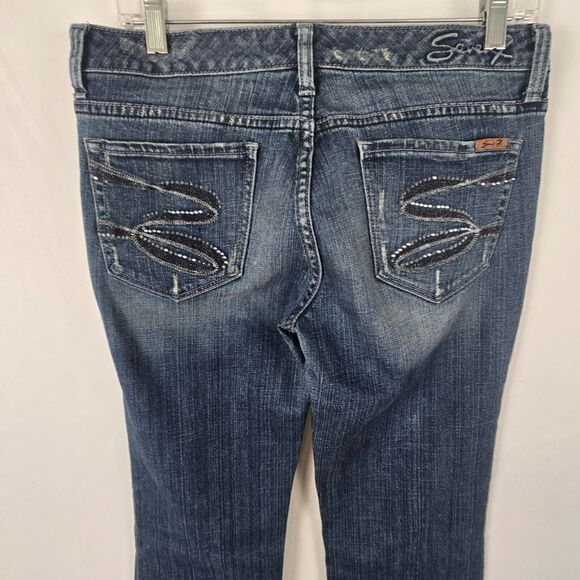 Seven7 Jeans Women's 29 Blue Medium Wash Straight Slight Distressed - Picture 6 of 16